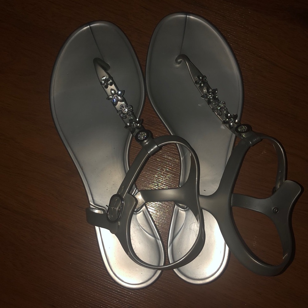Silver thong sandals